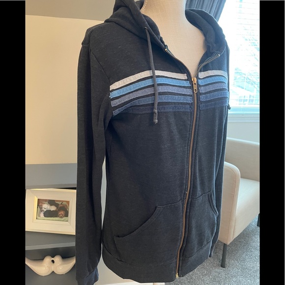 Aviator Nation Charcoal Hoodie Blue Striped M - Picture 6 of 11